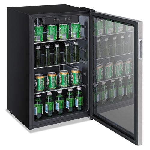 Alera™ wholesale. 3.4 Cu. Ft. Beverage Cooler, Stainless Steel-black. HSD Wholesale: Janitorial Supplies, Breakroom Supplies, Office Supplies.