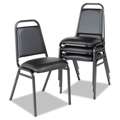 Alera® wholesale. Padded Steel Stacking Chair, Black Seat-black Back, Black Base, 4-carton. HSD Wholesale: Janitorial Supplies, Breakroom Supplies, Office Supplies.