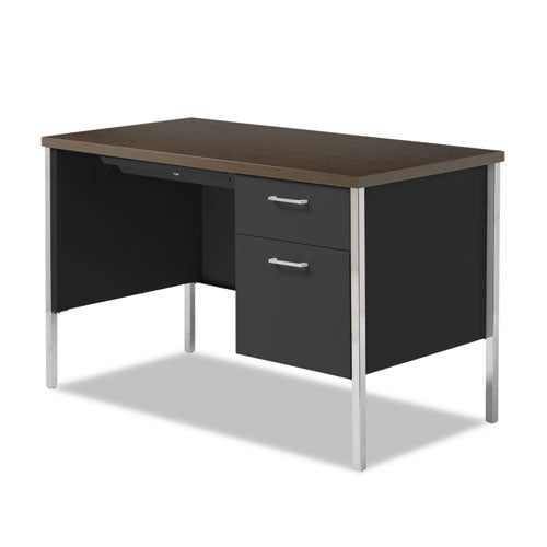 Alera® wholesale. Single Pedestal Steel Desk, 45.25" X 24" X 29.5", Mocha-black. HSD Wholesale: Janitorial Supplies, Breakroom Supplies, Office Supplies.