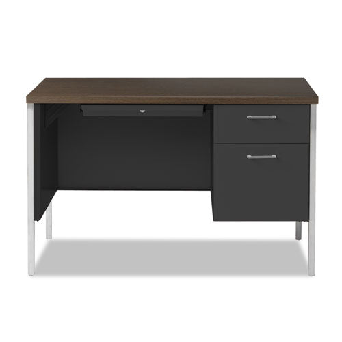 Alera® wholesale. Single Pedestal Steel Desk, 45.25" X 24" X 29.5", Mocha-black. HSD Wholesale: Janitorial Supplies, Breakroom Supplies, Office Supplies.