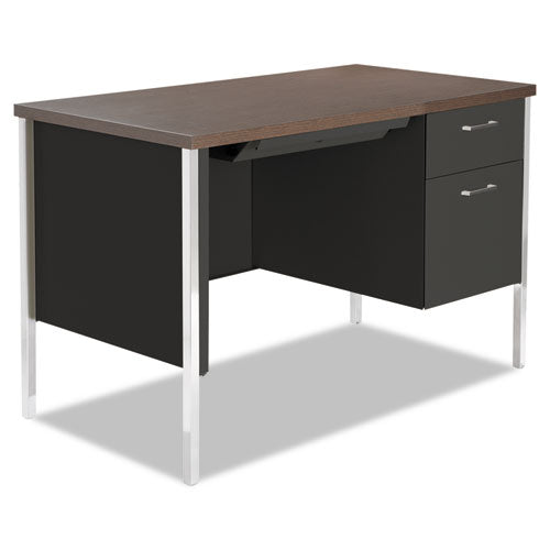 Alera® wholesale. Single Pedestal Steel Desk, 45.25" X 24" X 29.5", Mocha-black. HSD Wholesale: Janitorial Supplies, Breakroom Supplies, Office Supplies.