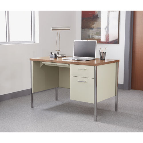 Alera® wholesale. Single Pedestal Steel Desk, 45.25" X 24" X 29.5", Cherry-putty. HSD Wholesale: Janitorial Supplies, Breakroom Supplies, Office Supplies.