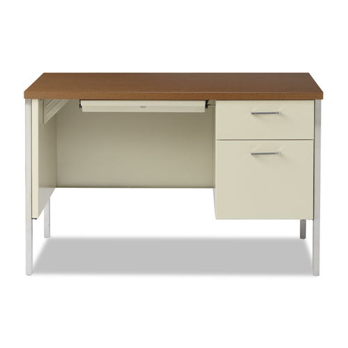 Alera® wholesale. Single Pedestal Steel Desk, 45.25" X 24" X 29.5", Cherry-putty. HSD Wholesale: Janitorial Supplies, Breakroom Supplies, Office Supplies.