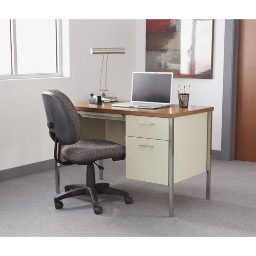 Alera® wholesale. Single Pedestal Steel Desk, 45.25" X 24" X 29.5", Cherry-putty. HSD Wholesale: Janitorial Supplies, Breakroom Supplies, Office Supplies.