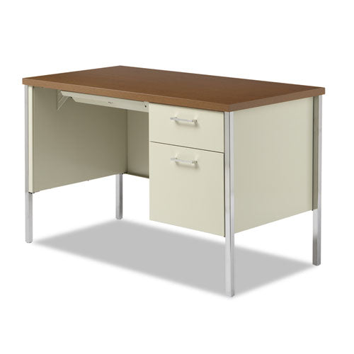 Alera® wholesale. Single Pedestal Steel Desk, 45.25" X 24" X 29.5", Cherry-putty. HSD Wholesale: Janitorial Supplies, Breakroom Supplies, Office Supplies.