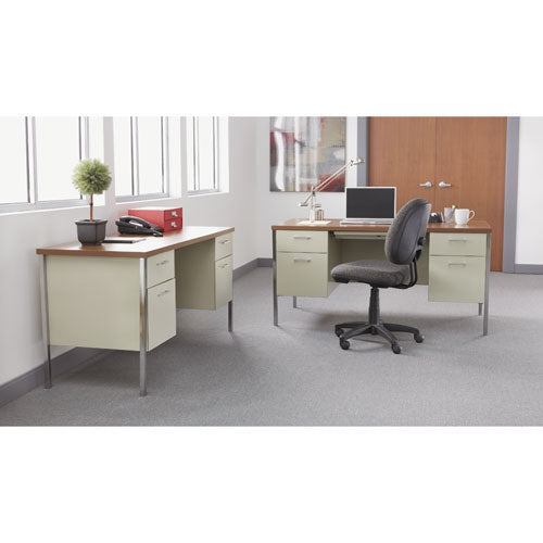 Alera® wholesale. Single Pedestal Steel Desk, 45.25" X 24" X 29.5", Cherry-putty. HSD Wholesale: Janitorial Supplies, Breakroom Supplies, Office Supplies.