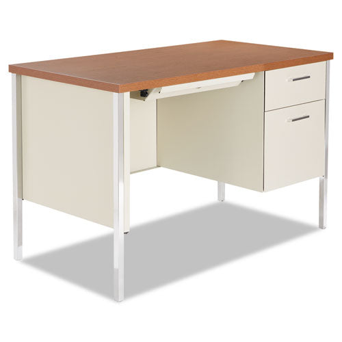 Alera® wholesale. Single Pedestal Steel Desk, 45.25" X 24" X 29.5", Cherry-putty. HSD Wholesale: Janitorial Supplies, Breakroom Supplies, Office Supplies.