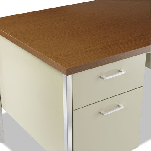 Alera® wholesale. Double Pedestal Steel Desk, 60" X 30" X 29.5", Cherry-putty. HSD Wholesale: Janitorial Supplies, Breakroom Supplies, Office Supplies.