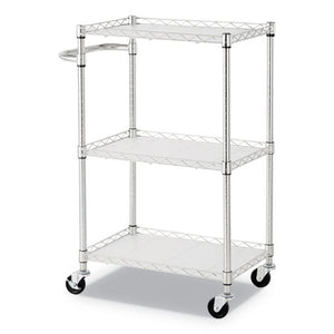 Alera® wholesale. 3-shelf Wire Cart With Liners, 24w X 16d X 39h, Silver, 500-lb Capacity. HSD Wholesale: Janitorial Supplies, Breakroom Supplies, Office Supplies.