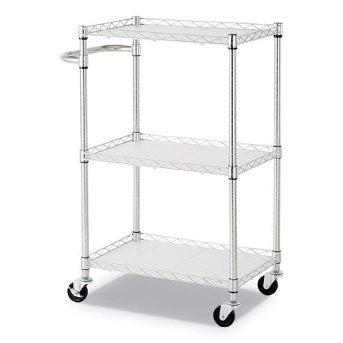 Alera® wholesale. 3-shelf Wire Cart With Liners, 24w X 16d X 39h, Silver, 500-lb Capacity. HSD Wholesale: Janitorial Supplies, Breakroom Supplies, Office Supplies.