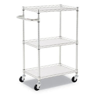 Alera® wholesale. 3-shelf Wire Cart With Liners, 24w X 16d X 39h, Silver, 500-lb Capacity. HSD Wholesale: Janitorial Supplies, Breakroom Supplies, Office Supplies.