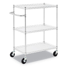 Load image into Gallery viewer, Alera® wholesale. 3-shelf Wire Cart With Liners, 34.5w X 18d X 40h, Silver, 600-lb Capacity. HSD Wholesale: Janitorial Supplies, Breakroom Supplies, Office Supplies.