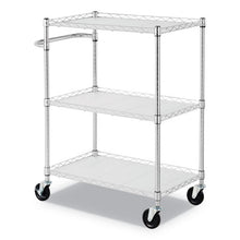 Load image into Gallery viewer, Alera® wholesale. 3-shelf Wire Cart With Liners, 34.5w X 18d X 40h, Silver, 600-lb Capacity. HSD Wholesale: Janitorial Supplies, Breakroom Supplies, Office Supplies.