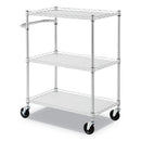 Alera® wholesale. 3-shelf Wire Cart With Liners, 34.5w X 18d X 40h, Silver, 600-lb Capacity. HSD Wholesale: Janitorial Supplies, Breakroom Supplies, Office Supplies.