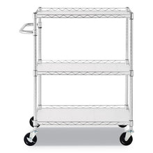 Load image into Gallery viewer, Alera® wholesale. 3-shelf Wire Cart With Liners, 34.5w X 18d X 40h, Silver, 600-lb Capacity. HSD Wholesale: Janitorial Supplies, Breakroom Supplies, Office Supplies.