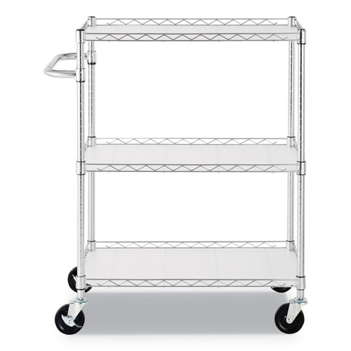 Alera® wholesale. 3-shelf Wire Cart With Liners, 34.5w X 18d X 40h, Silver, 600-lb Capacity. HSD Wholesale: Janitorial Supplies, Breakroom Supplies, Office Supplies.