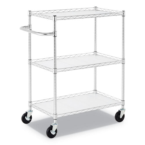 Alera® wholesale. 3-shelf Wire Cart With Liners, 34.5w X 18d X 40h, Silver, 600-lb Capacity. HSD Wholesale: Janitorial Supplies, Breakroom Supplies, Office Supplies.