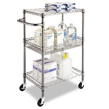 Load image into Gallery viewer, Alera® wholesale. Three-tier Wire Cart With Basket, 28w X 16d X 39h, Black Anthracite. HSD Wholesale: Janitorial Supplies, Breakroom Supplies, Office Supplies.