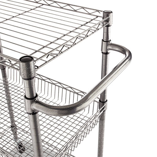 Alera® wholesale. Three-tier Wire Cart With Basket, 28w X 16d X 39h, Black Anthracite. HSD Wholesale: Janitorial Supplies, Breakroom Supplies, Office Supplies.