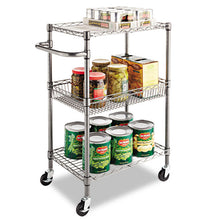 Load image into Gallery viewer, Alera® wholesale. Three-tier Wire Cart With Basket, 28w X 16d X 39h, Black Anthracite. HSD Wholesale: Janitorial Supplies, Breakroom Supplies, Office Supplies.