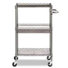 Load image into Gallery viewer, Alera® wholesale. Three-tier Wire Cart With Basket, 28w X 16d X 39h, Black Anthracite. HSD Wholesale: Janitorial Supplies, Breakroom Supplies, Office Supplies.