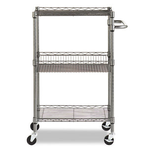 Alera® wholesale. Three-tier Wire Cart With Basket, 28w X 16d X 39h, Black Anthracite. HSD Wholesale: Janitorial Supplies, Breakroom Supplies, Office Supplies.