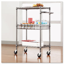 Load image into Gallery viewer, Alera® wholesale. Three-tier Wire Cart With Basket, 28w X 16d X 39h, Black Anthracite. HSD Wholesale: Janitorial Supplies, Breakroom Supplies, Office Supplies.