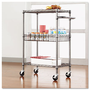 Alera® wholesale. Three-tier Wire Cart With Basket, 28w X 16d X 39h, Black Anthracite. HSD Wholesale: Janitorial Supplies, Breakroom Supplies, Office Supplies.