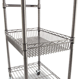 Alera® wholesale. Three-tier Wire Cart With Basket, 28w X 16d X 39h, Black Anthracite. HSD Wholesale: Janitorial Supplies, Breakroom Supplies, Office Supplies.