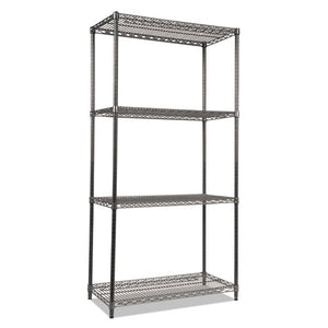 Alera® wholesale. Wire Shelving Starter Kit, Four-shelf, 36w X 18d X 72h, Black Anthracite. HSD Wholesale: Janitorial Supplies, Breakroom Supplies, Office Supplies.