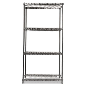 Alera® wholesale. Wire Shelving Starter Kit, Four-shelf, 36w X 18d X 72h, Black Anthracite. HSD Wholesale: Janitorial Supplies, Breakroom Supplies, Office Supplies.