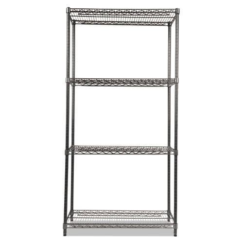 Alera® wholesale. Wire Shelving Starter Kit, Four-shelf, 36w X 18d X 72h, Black Anthracite. HSD Wholesale: Janitorial Supplies, Breakroom Supplies, Office Supplies.