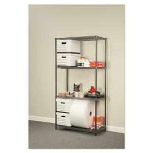 Alera® wholesale. Wire Shelving Starter Kit, Four-shelf, 36w X 18d X 72h, Black Anthracite. HSD Wholesale: Janitorial Supplies, Breakroom Supplies, Office Supplies.