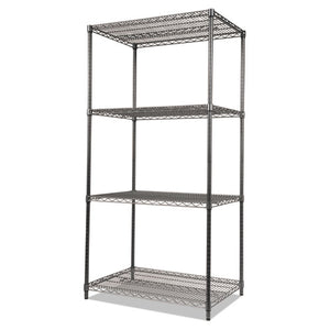 Alera® wholesale. Wire Shelving Starter Kit, Four-shelf, 36w X 18d X 72h, Black Anthracite. HSD Wholesale: Janitorial Supplies, Breakroom Supplies, Office Supplies.