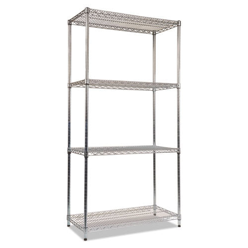 Alera® wholesale. Nsf Certified Industrial 4-shelf Wire Shelving Kit, 36w X 18d X 72h, Silver. HSD Wholesale: Janitorial Supplies, Breakroom Supplies, Office Supplies.