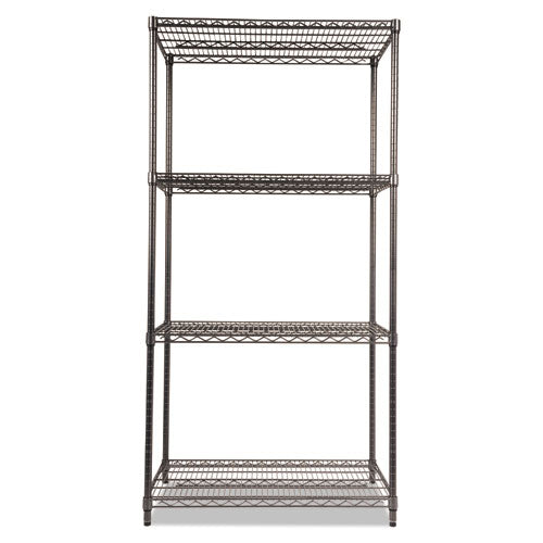 Alera® wholesale. Wire Shelving Starter Kit, Four-shelf, 36w X 24d X 72h, Black Anthracite. HSD Wholesale: Janitorial Supplies, Breakroom Supplies, Office Supplies.