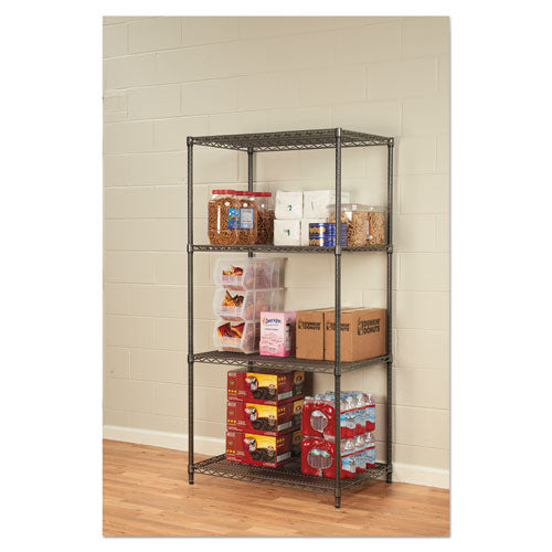 Alera® wholesale. Wire Shelving Starter Kit, Four-shelf, 36w X 24d X 72h, Black Anthracite. HSD Wholesale: Janitorial Supplies, Breakroom Supplies, Office Supplies.