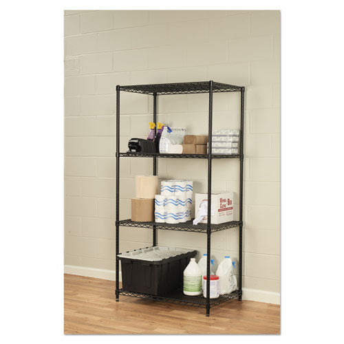 Alera® wholesale. Nsf Certified Industrial 4-shelf Wire Shelving Kit, 36w X 24d X 72h, Black. HSD Wholesale: Janitorial Supplies, Breakroom Supplies, Office Supplies.