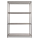 Alera® wholesale. Wire Shelving Starter Kit, Four-shelf, 48w X 18d X 72h, Black Anthracite. HSD Wholesale: Janitorial Supplies, Breakroom Supplies, Office Supplies.