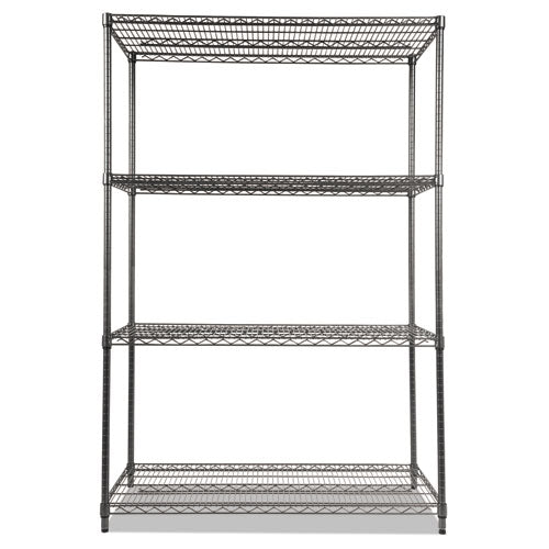 Alera® wholesale. Wire Shelving Starter Kit, Four-shelf, 48w X 24d X 72h, Black Anthracite. HSD Wholesale: Janitorial Supplies, Breakroom Supplies, Office Supplies.