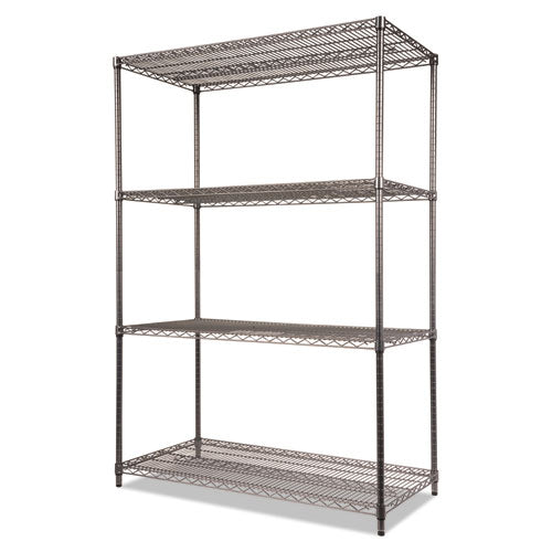 Alera® wholesale. Wire Shelving Starter Kit, Four-shelf, 48w X 24d X 72h, Black Anthracite. HSD Wholesale: Janitorial Supplies, Breakroom Supplies, Office Supplies.