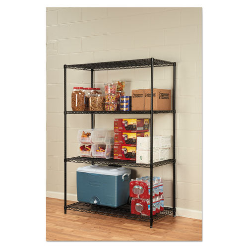 Alera® wholesale. Nsf Certified Industrial 4-shelf Wire Shelving Kit, 48w X 24d X 72h, Black. HSD Wholesale: Janitorial Supplies, Breakroom Supplies, Office Supplies.