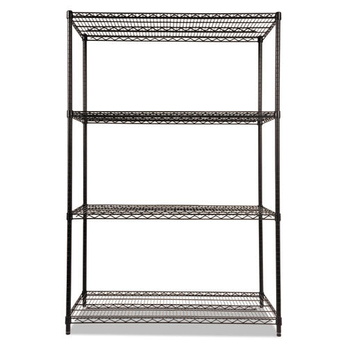 Alera® wholesale. Nsf Certified Industrial 4-shelf Wire Shelving Kit, 48w X 24d X 72h, Black. HSD Wholesale: Janitorial Supplies, Breakroom Supplies, Office Supplies.