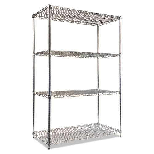 Alera® wholesale. Nsf Certified Industrial 4-shelf Wire Shelving Kit, 48w X 24d X 72h, Silver. HSD Wholesale: Janitorial Supplies, Breakroom Supplies, Office Supplies.