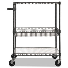 Load image into Gallery viewer, Alera® wholesale. Three-tier Wire Cart With Basket, 34w X 18d X 40h, Black Anthracite. HSD Wholesale: Janitorial Supplies, Breakroom Supplies, Office Supplies.