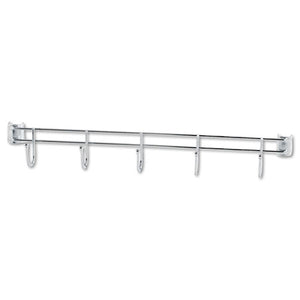 Alera® wholesale. Hook Bars For Wire Shelving, Five Hooks, 24" Deep, Silver, 2 Bars-pack. HSD Wholesale: Janitorial Supplies, Breakroom Supplies, Office Supplies.