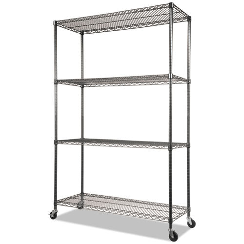 Alera® wholesale. Nsf Certified 4-shelf Wire Shelving Kit With Casters, 48w X 18d X 72h, Black Anthracite. HSD Wholesale: Janitorial Supplies, Breakroom Supplies, Office Supplies.