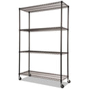 Alera® wholesale. Nsf Certified 4-shelf Wire Shelving Kit With Casters, 48w X 18d X 72h, Black. HSD Wholesale: Janitorial Supplies, Breakroom Supplies, Office Supplies.
