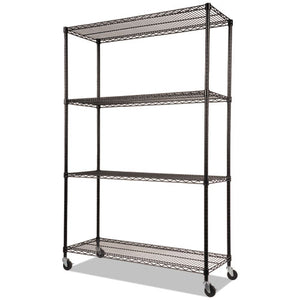 Alera® wholesale. Nsf Certified 4-shelf Wire Shelving Kit With Casters, 48w X 18d X 72h, Black. HSD Wholesale: Janitorial Supplies, Breakroom Supplies, Office Supplies.