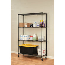 Load image into Gallery viewer, Alera® wholesale. Nsf Certified 4-shelf Wire Shelving Kit With Casters, 48w X 18d X 72h, Black. HSD Wholesale: Janitorial Supplies, Breakroom Supplies, Office Supplies.
